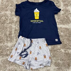 Life Is Good Light Gray & Navy 'Sleep' Printed Pajama Shorts set